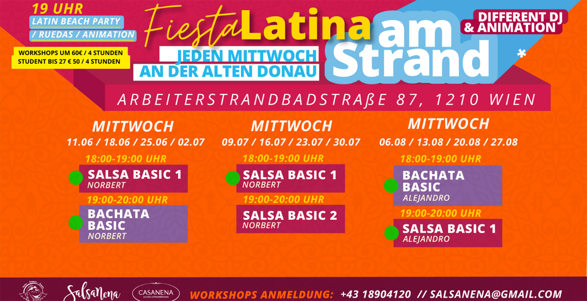 Salsanena Wien - Professionelle Tanz-Workshops für Anfänger, Fortgeschrittene und Profis Workshop Programm